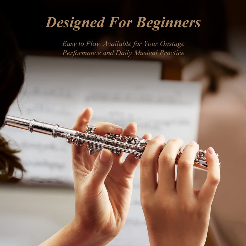 Eastar Piccolo Instrument for Beginners Students, Key of C Flute, Hard Case, Cleaning Kit, Gloves, 2-Piece, Nickel Plated, EPC-1 - Image 5